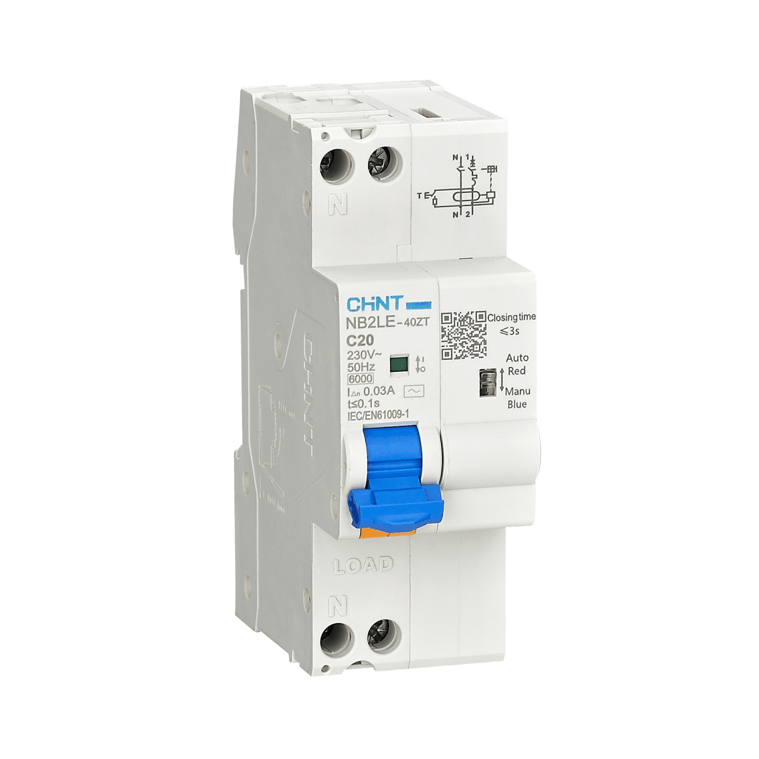 SMART Диф. автомат NB2LE-40ZT 1P+N 10A, 30mA, электронный тип AС, х-ка C, 6kA